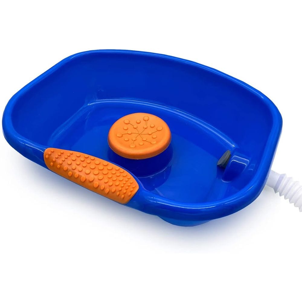 Blue and orange foot bath massager on a white background