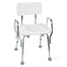 White shower chair with metal frame on a white background