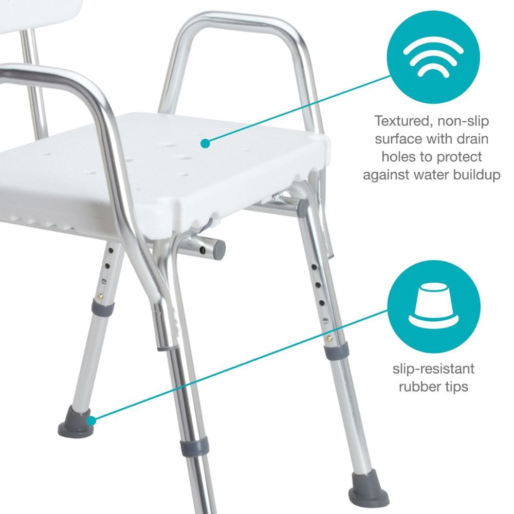 Bath chair with features highlighted on a white background