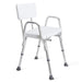 White shower chair with metal legs on a white background