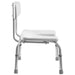 White shower chair with metal frame on a white background