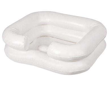 Inflatable white neck pillow on a white background
