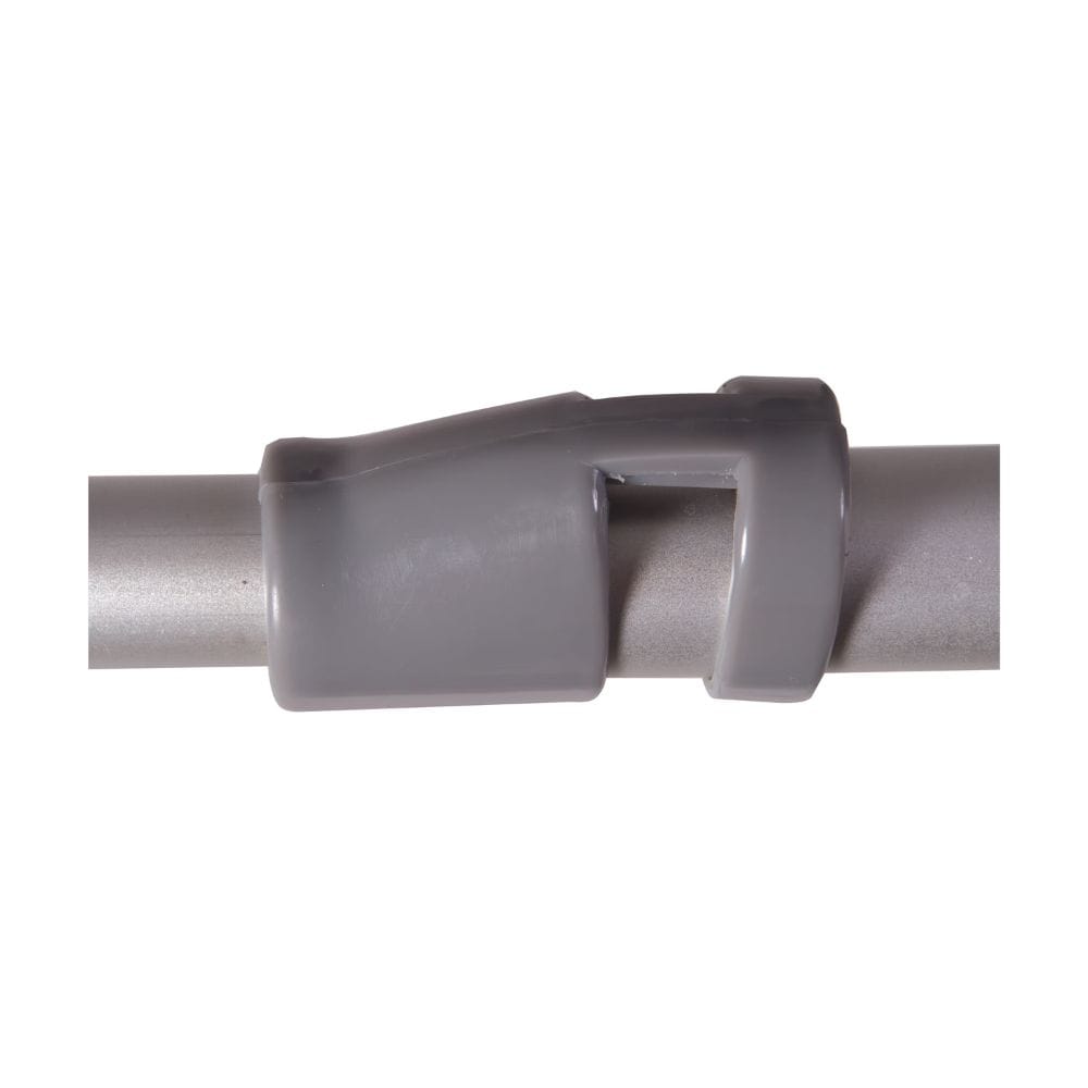 Gray curtain rod holder on a white background