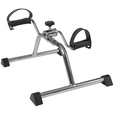 Pedal exerciser with black handles and base on a white background