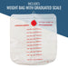 Traction weight bag with graduated scale on a white background