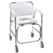 White shower chair with wheels on a white background