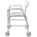 White shower chair with wheels on a white background