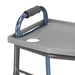 Gray metal cart with blue handle on a white background