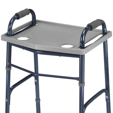 Gray stool with armrests and a metal frame on a white background