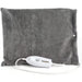 Gray heating pad with a white control unit on a white background
