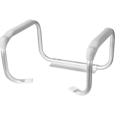 White metal handlebar with padding on a white background