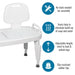 White shower bench with features highlighted on a white background