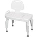 White shower bench with backrest on a white background