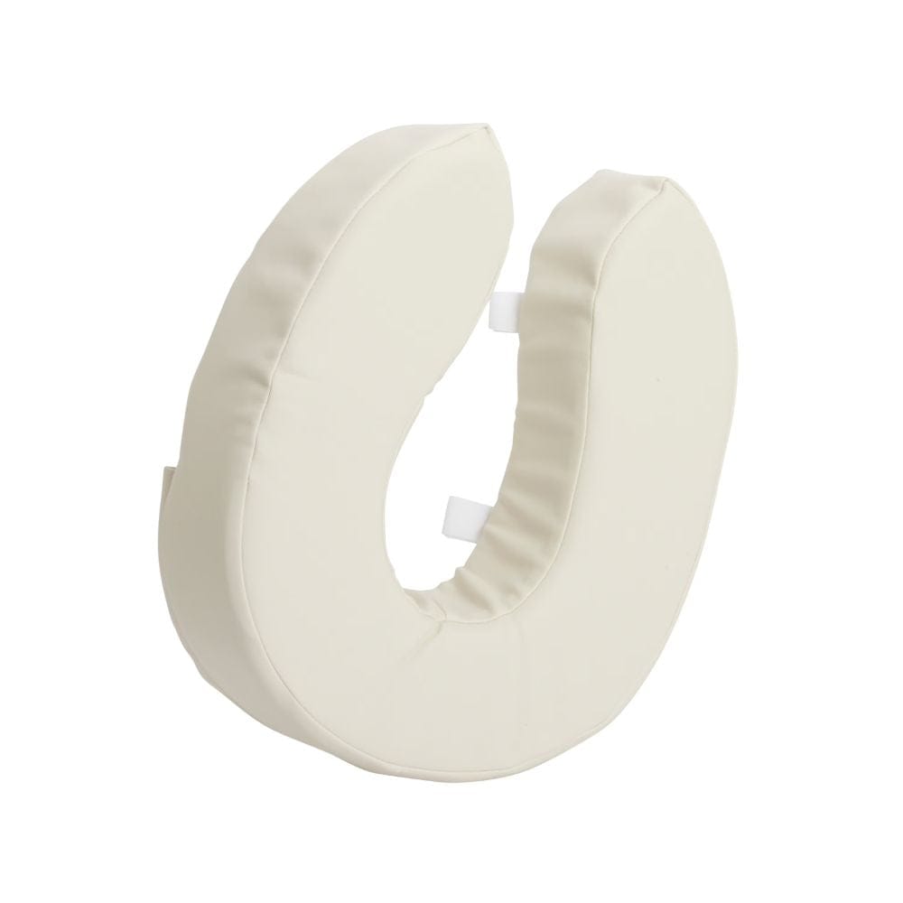 Beige earbud on a white background