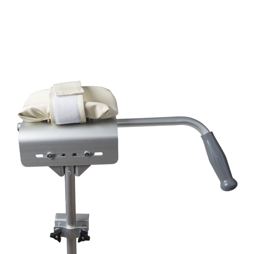 Manual press with a handle and two rolls of paper on a white background