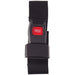 Black safety belt with a red 'PRESS' button on a white background