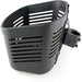 Black bicycle basket with mounting bracket on a white background