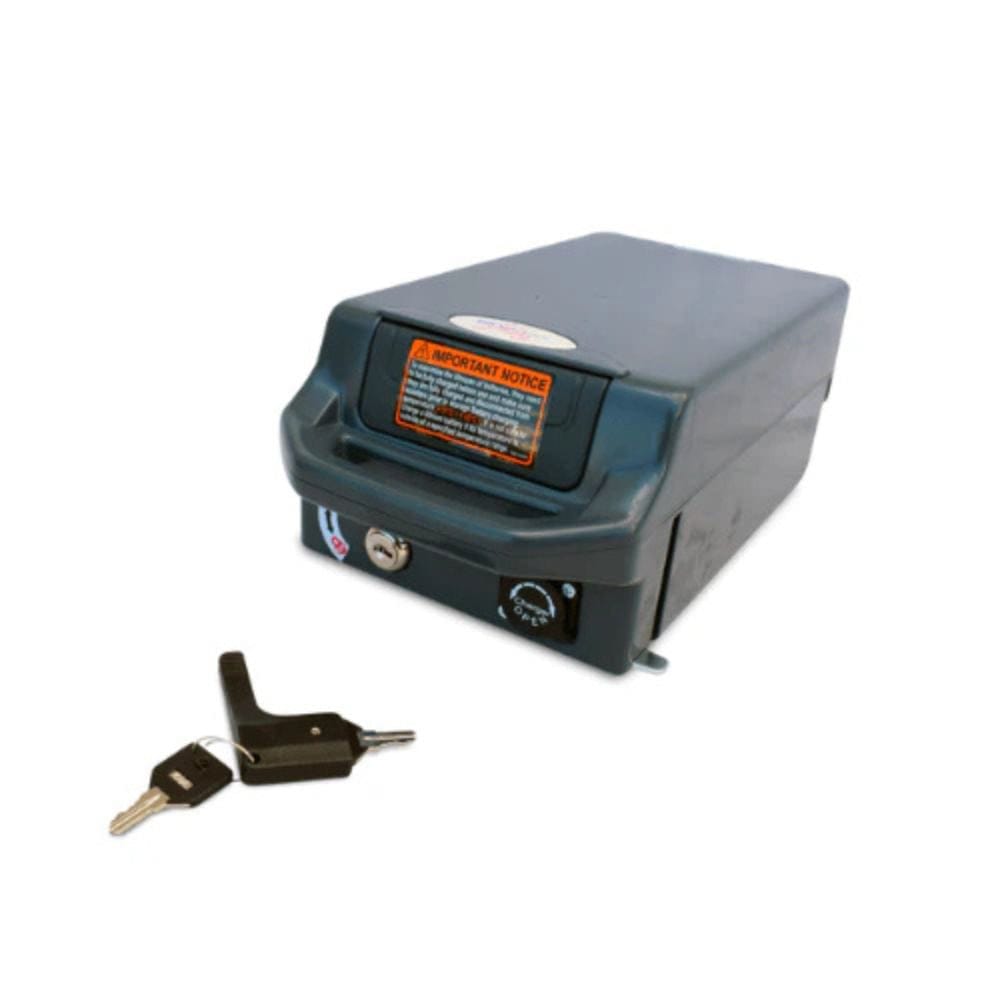 Lock box with keys on a white background