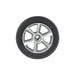 Car tire with alloy rim on a white background