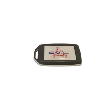Black rectangular device with a screen displaying 'EV Rider' logo on a white background