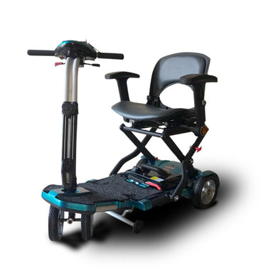 Mobility scooter with a seat on a white background