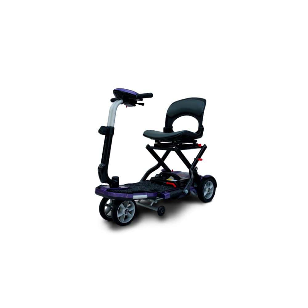 Mobility scooter with a seat on a white background