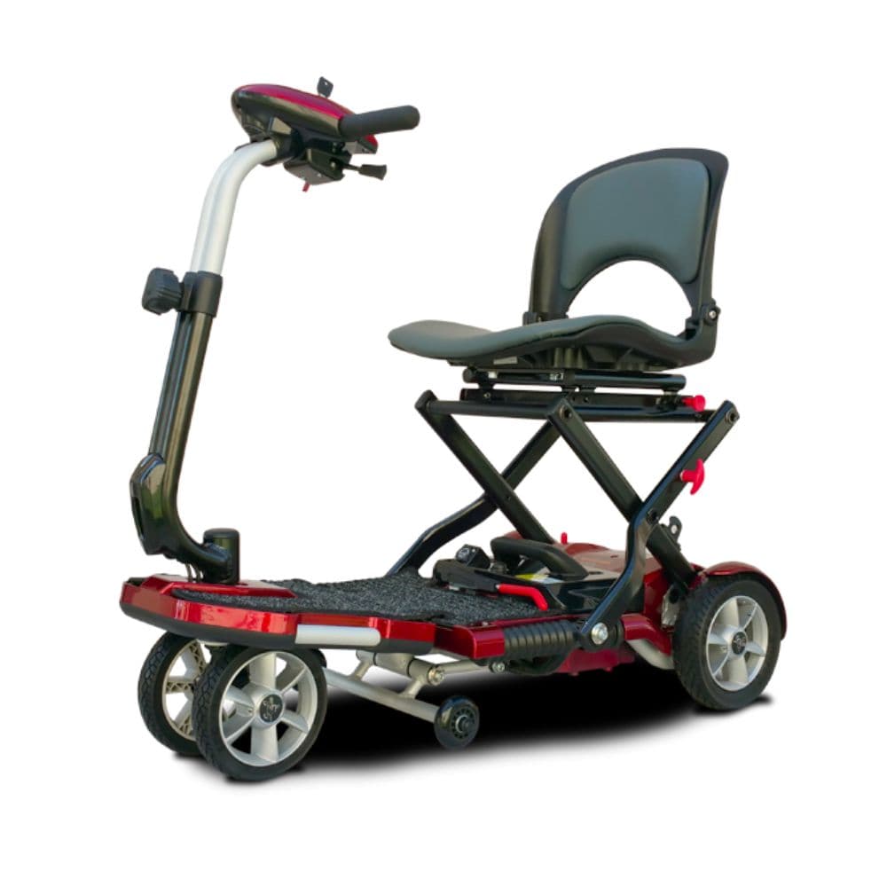 Mobility scooter with a seat on a white background