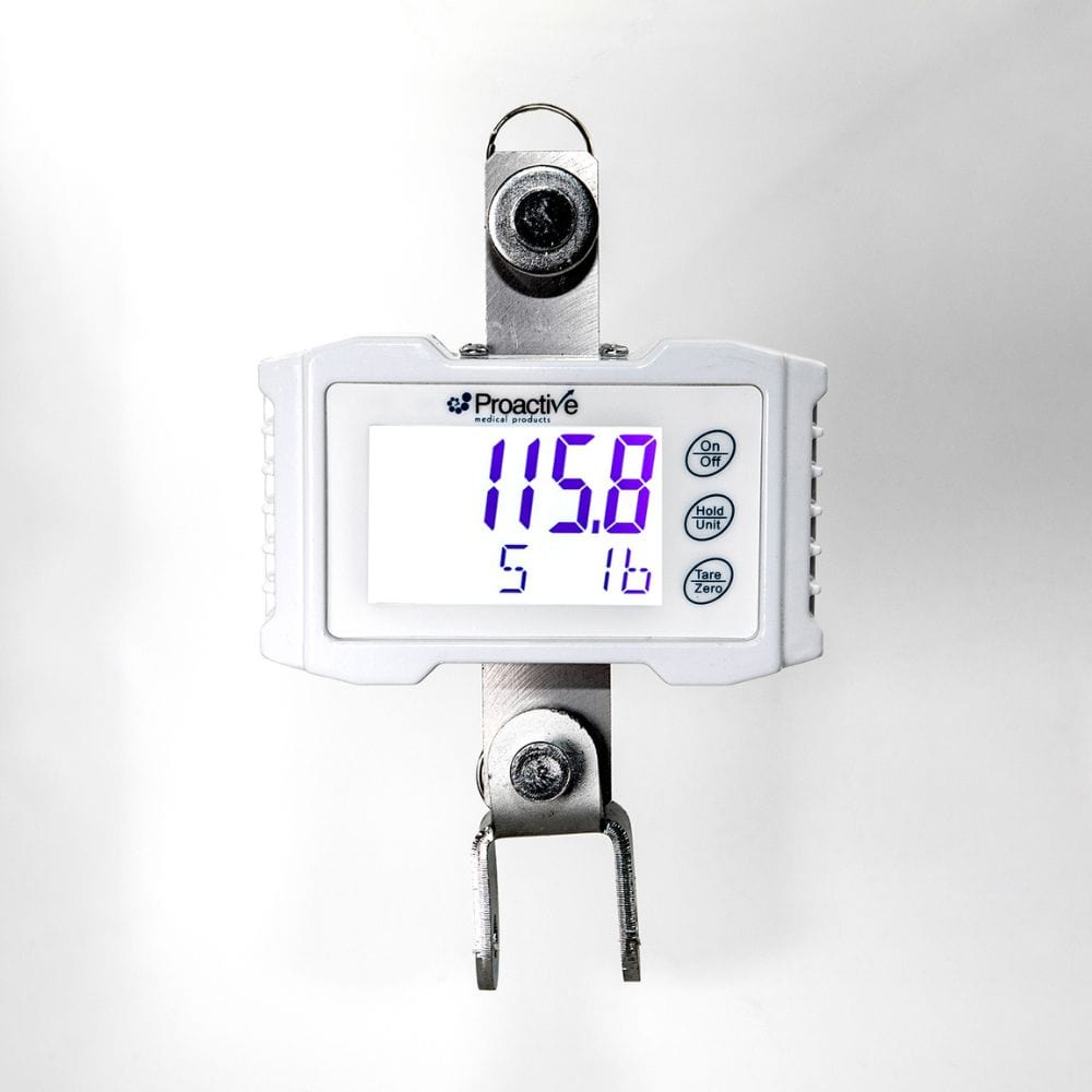 Digital weight indicator with a white background