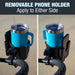 Removable phone holder applied to a blue mug on a beige background