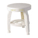 White stool with a circular top and seat on a white background