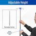 Person adjusting an adjustable height pole with a diagram showing the removable section and height adjustment knob.