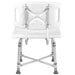 White shower chair with metal frame on a white background