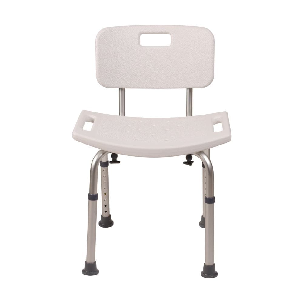 White shower chair with backrest on a white background