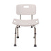 White shower chair with backrest on a white background