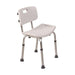 Beige shower chair with metal legs on a white background