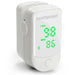 Healthsmart pulse oximeter with green digital display on a white background