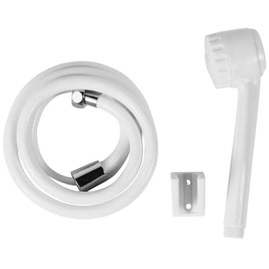 Shower head and hose set on a white background
