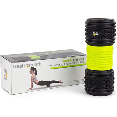 Healthsmart vibrating fitness roller with packaging on a white background