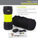 4-Speed Vibrating Fitness Roller with AC Power Adapter, Storage Bag, and Instruction Manual on a white background