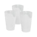 Three white tumblers on a white background