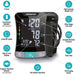 HealthSmart blood pressure monitor with feature icons on a white background