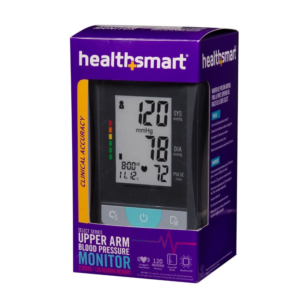 Healthsmart blood pressure monitor packaging on a white background