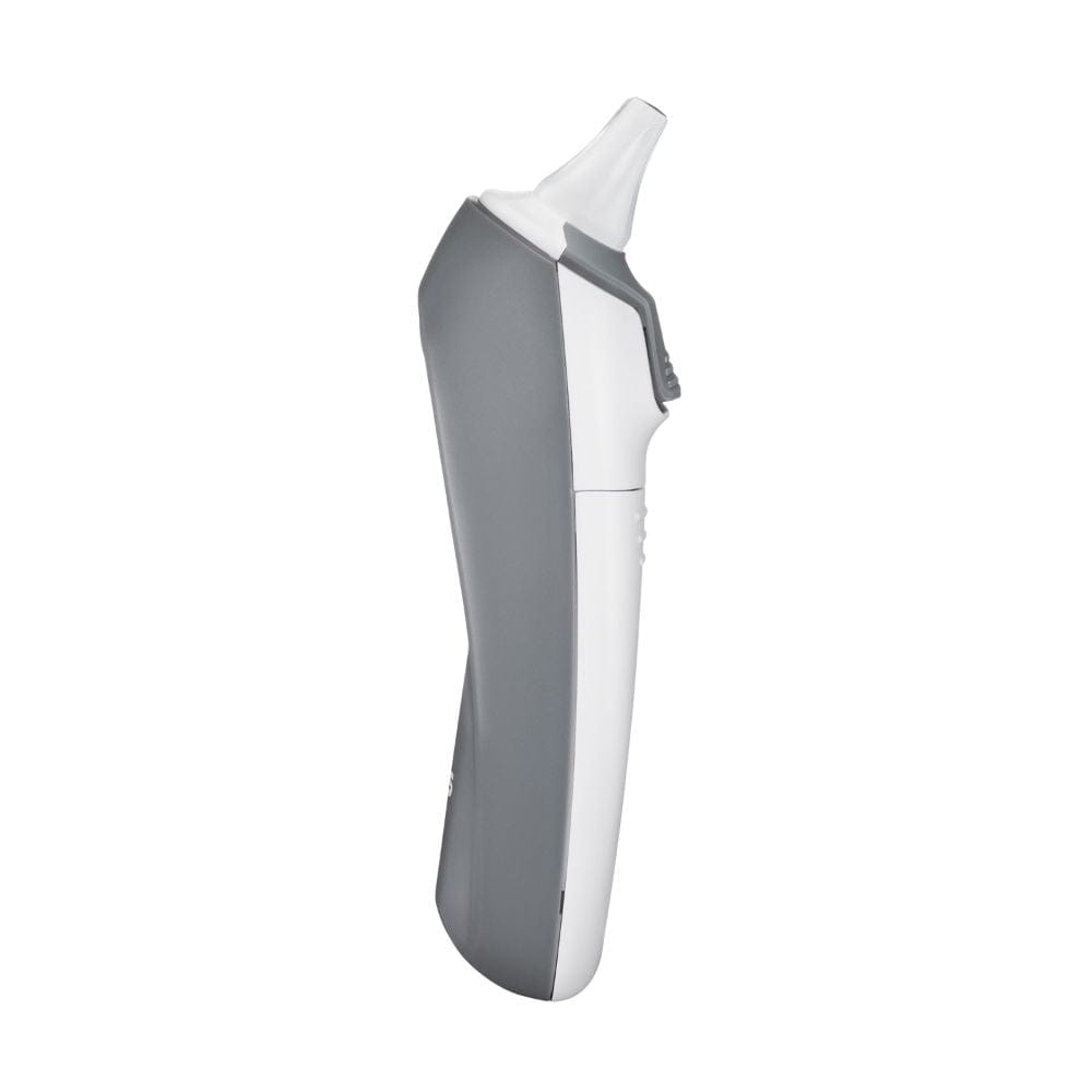 Gray and white ear thermometer on a white background