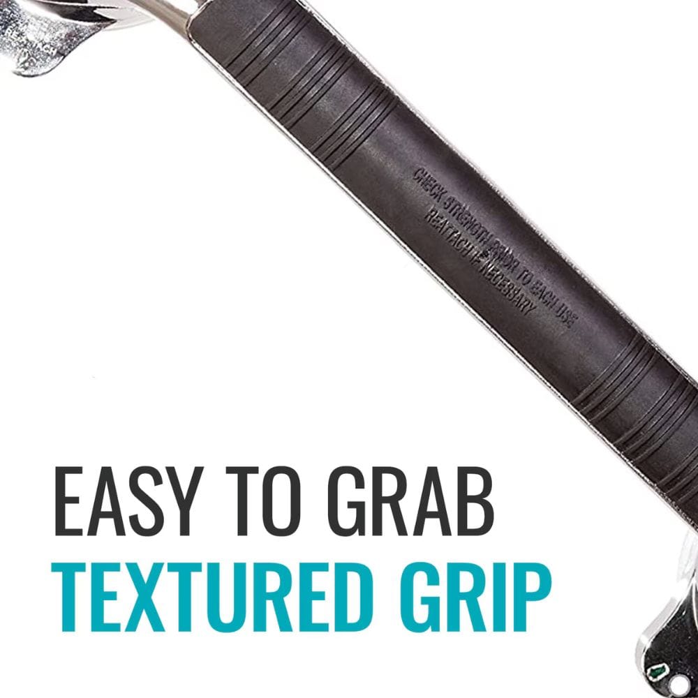 Textured grip handle of a tool with text 'Easy to Grab Textured Grip' on a white background