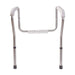 Silver walking aid with handles on a white background