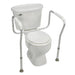 White toilet with a support frame on a white background