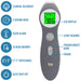 Digital thermometer with features listed on a white background