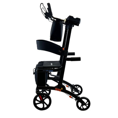 Black rollator walker on a white background