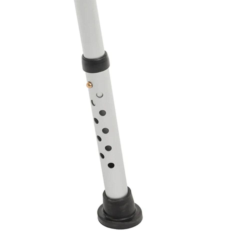 White cane with black rubber tips on a white background