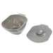 Gray plastic bowl and lid on a white background